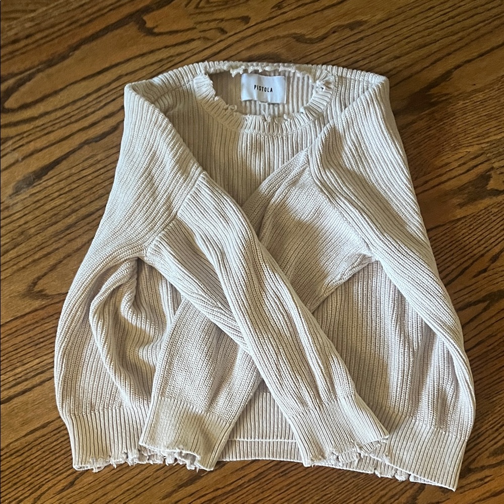 pistola ivory ribbed crewneck sweater